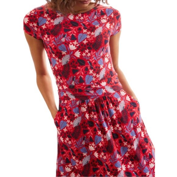 Boden Amelie Jersey Dress in Red Paradise Floral Sz 6 - Picture 3 of 13